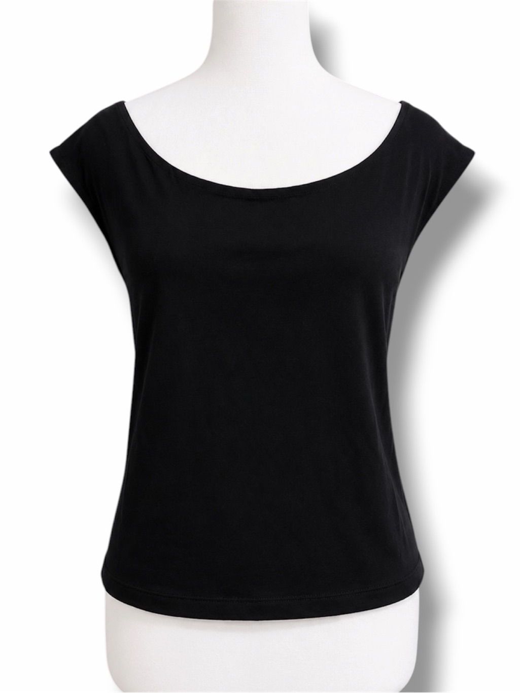 A New Day Black Boat Neck Cap Sleeve Top Women’s Medium
